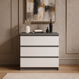 Комод на 3 шухляди без ручок FT-214 800х400х755 мм Антрацит/Білий