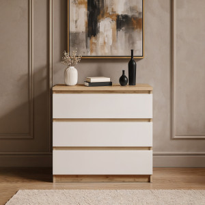 Комод на 3 шухляди без ручок FT-214 800х400х755 мм Дуб Аппалачі/Білий