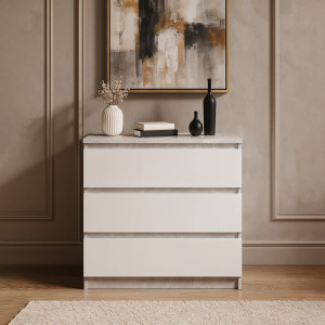 Комод на 3 шухляди без ручок FT-214 800х400х755 мм Бетон/Білий