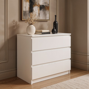 Комод на 3 шухляди без ручок FT-214 800х400х755 мм Білий