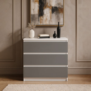 Комод на 3 шухляди без ручок FT-214 800х400х755 мм Білий/Антрацит