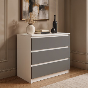 Комод на 3 шухляди без ручок FT-214 800х400х755 мм Білий/Антрацит