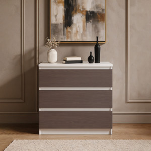 Комод на 3 шухляди без ручок FT-214 800х400х755 мм Білий/Венге Магія