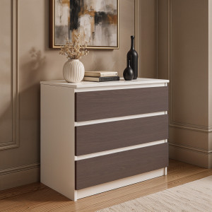 Комод на 3 шухляди без ручок FT-214 800х400х755 мм Білий/Венге Магія