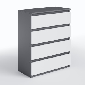 Комод на 4 шухляди без ручок FT-215 800х400х1000 мм Антрацит/Білий
