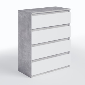 Комод на 4 шухляди без ручок FT-215 800х400х1000 мм Бетон/Білий