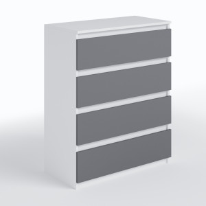 Комод на 4 шухляди без ручок FT-215 800х400х1000 мм Білий/Антрацит