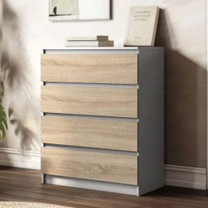 Комод на 4 шухляди без ручок FT-215 800х400х1000 мм Білий/Дуб Сонома