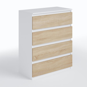 Комод на 4 шухляди без ручок FT-215 800х400х1000 мм Білий/Дуб Сонома