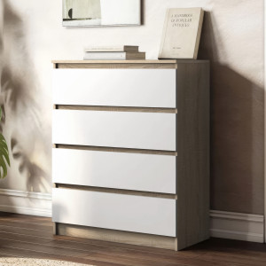 Комод на 4 шухляди без ручок FT-215 800х400х1000 мм Дуб Сонома/Білий