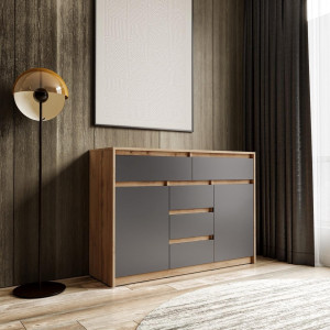 Комод з шухлядами та дверцятами без ручок FT-227 1271х400х910 мм Дуб Аппалачі/Антрацит