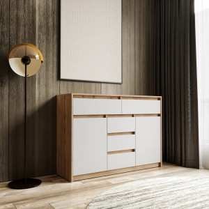 Комод з шухлядами та дверцятами без ручок FT-227 1271х400х910 мм Дуб Аппалачі/Білий