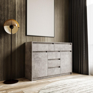 Комод з шухлядами та дверцятами без ручок FT-227 1271х400х910 мм Бетон