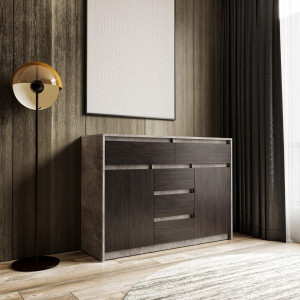 Комод з шухлядами та дверцятами без ручок FT-227 1271х400х910 мм Бетон/Венге Магія