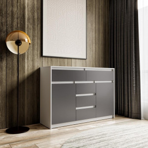 Комод з шухлядами та дверцятами без ручок FT-227 1271х400х910 мм Білий/Антрацит