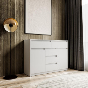 Комод з шухлядами та дверцятами без ручок FT-227 1271х400х910 мм Білий