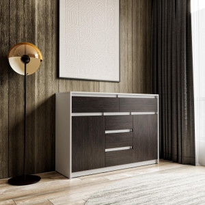 Комод з шухлядами та дверцятами без ручок FT-227 1271х400х910 мм Білий/Венге Магія