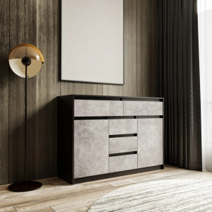 Комод з шухлядами та дверцятами без ручок FT-227 1271х400х910 мм Венге Магія/Бетон