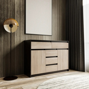 Комод з шухлядами та дверцятами без ручок FT-227 1271х400х910 мм Венге Магія/Дуб Сонома