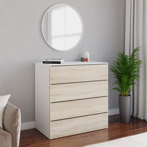 Комод на 4 шухляди без ручок FTX-4 1000х544х1014 мм Білий/Дуб Сонома