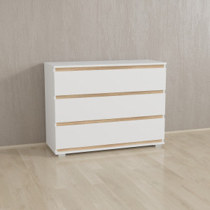 Комод на 3 шухляди без ручок K0001 1002х390х760 мм Білий/Дуб Крафт Золотий планки