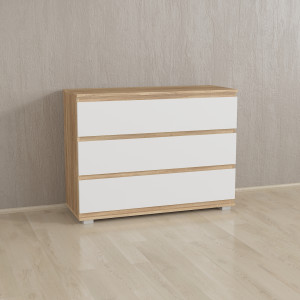 Комод на 3 шухляди без ручок K0001 1002х390х760 мм Дуб Сонома/Білий