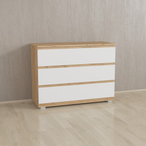 Комод на 3 шухляди без ручок K0001 1002х390х760 мм Дуб Крафт Золотий/Білий