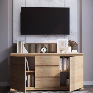 Комод на 3 шухляди та дверцятами K0006 1502х390х759 мм Дуб Крафт Золотий