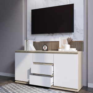 Комод на 3 шухляди та дверцятами K0006 1502х390х759 мм Дуб Сонома/Білий