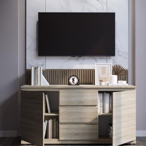 Комод на 3 шухляди та дверцятами K0006 1502х390х759 мм Дуб Сонома