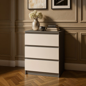 Комод на 3 шухляди без ручок NT-217 603x402x758 мм Антрацит/Білий