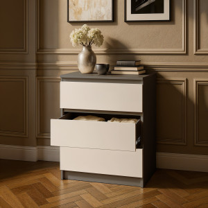 Комод на 3 шухляди без ручок NT-217 603x402x758 мм Антрацит/Білий