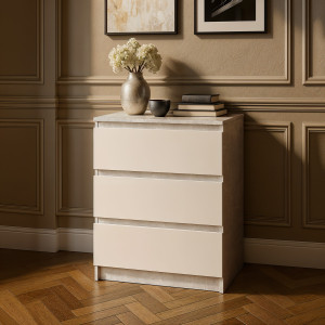 Комод на 3 шухляди без ручок NT-217 603x402x758 мм Бетон/Білий