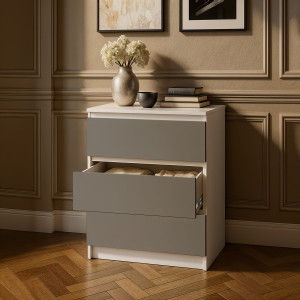 Комод на 3 шухляди без ручок NT-217 603x402x758 мм Білий/Антрацит