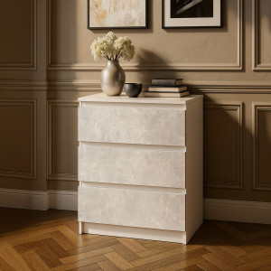 Комод на 3 шухляди без ручок NT-217 603x402x758 мм Білий/Бетон