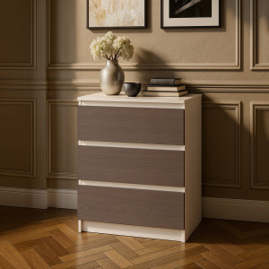 Комод на 3 шухляди без ручок NT-217 603x402x758 мм Білий/Венге Магія
