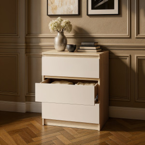 Комод на 3 шухляди без ручок NT-217 603x402x758 мм Дуб Сонома/Білий