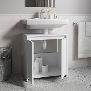 Тумба під умивальник з дверцятами без ручок F-116 580х330х600 мм Білий