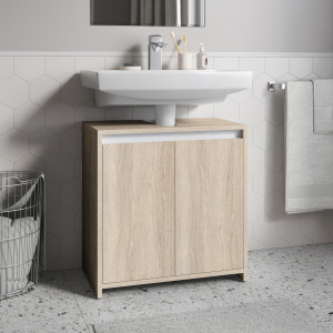 Тумба під умивальник з дверцятами без ручок F-116 580х330х600 мм Дуб Сонома
