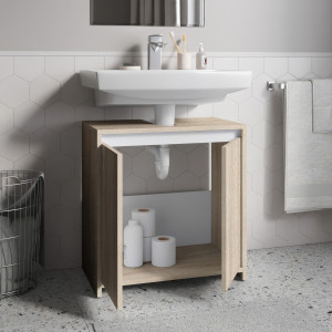 Тумба під умивальник з дверцятами без ручок F-116 580х330х600 мм Дуб Сонома