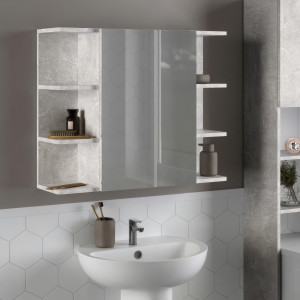 Дзеркало з поличками для ванної кімнати F-23 794х212х640 мм Бетон