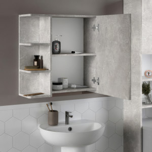 Дзеркало з поличками для ванної кімнати F-23 794х212х640 мм Бетон