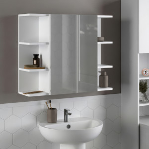 Дзеркало з поличками для ванної кімнати F-23 794х212х640 мм Білий