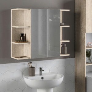 Дзеркало з поличками для ванної кімнати F-23 794х212х640 мм Дуб Сонома