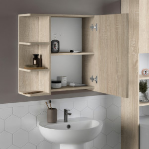 Дзеркало з поличками для ванної кімнати F-23 794х212х640 мм Дуб Сонома