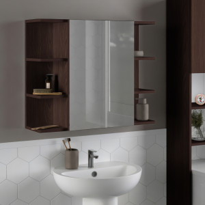 Дзеркало з поличками для ванної кімнати F-23 794х212х640 мм Венге Магія