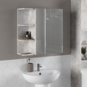 Дзеркало з полицями для ванної кімнати F-51 620х208х640 мм Бетон