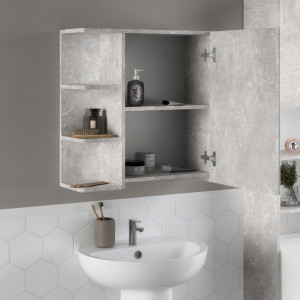 Дзеркало з полицями для ванної кімнати F-51 620х208х640 мм Бетон