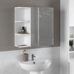 Дзеркало з полицями для ванної кімнати F-51 620х208х640 мм Білий