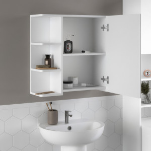 Дзеркало з полицями для ванної кімнати F-51 620х208х640 мм Білий